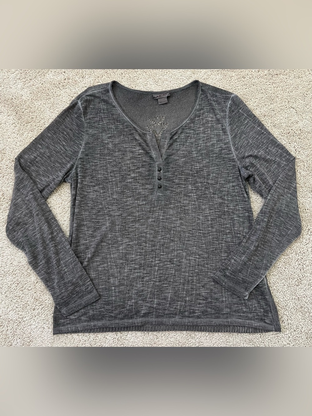 Ariat Women’s Size XL Henley Top Long Sleeve Knit Back Western Cowgirl